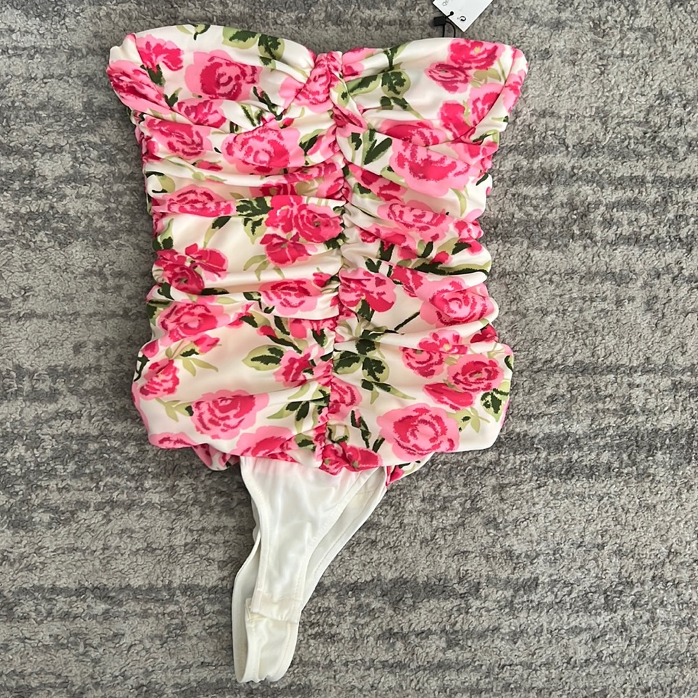 ZARA Draped Floral Bodysuit, Size S